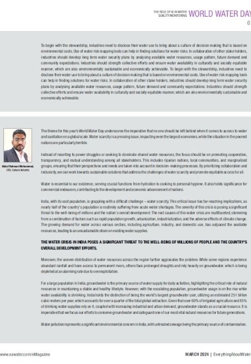 World Water Day Message – Mohammed Abdul Rahman