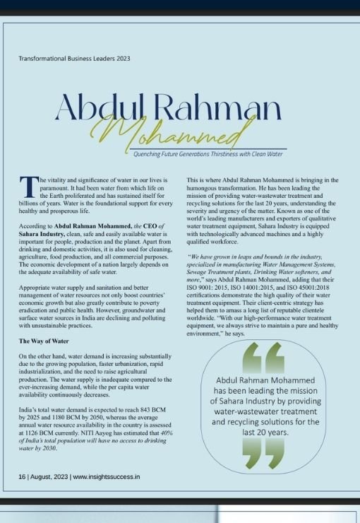 Profile: CEO, Sahara Industry