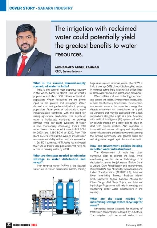 Construction Times – Interview – CEO- SAHARA INDUSTRY