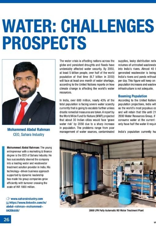 Water Challenges & Prospects-Sahara Industry