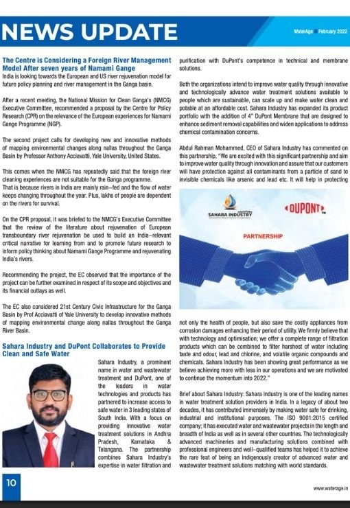 Sahara Industry And DuPont Collaborates To Provide Clean And Safe Water