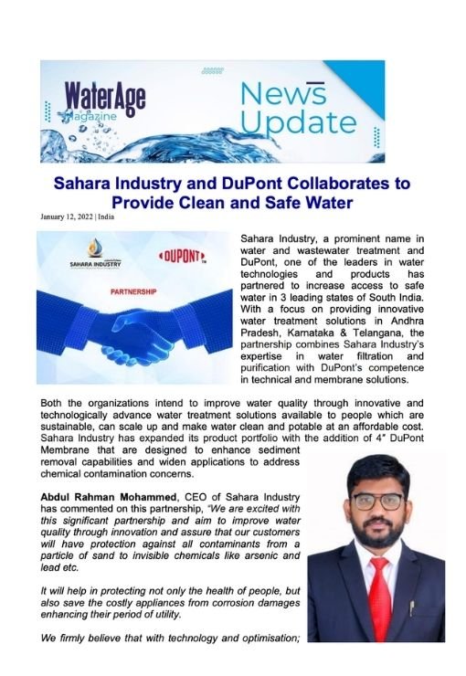 Sahara Industry and DuPont Collaborates to Provide Clean and Safe Water
